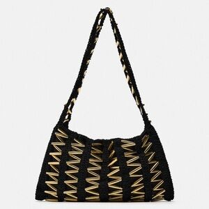 Zara gold zig zag beaded mini bag